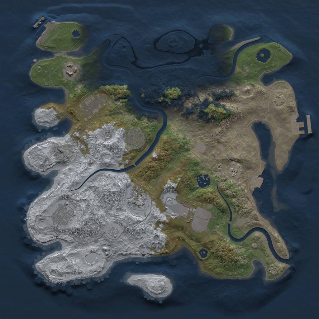 Rust Map: Procedural Map, Size: 3500, Seed: 1674184101, 14 Monuments