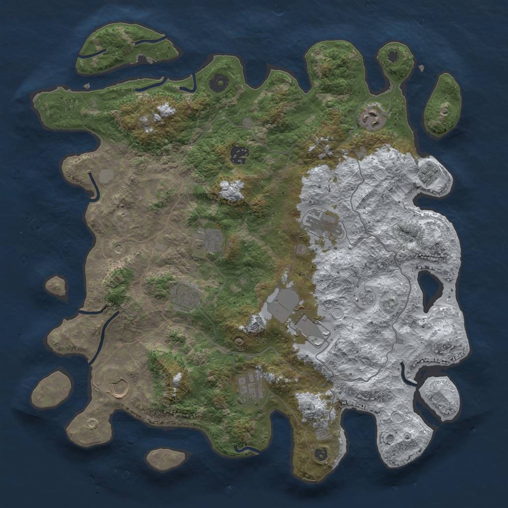 Rust Map: Procedural Map, Size: 4000, Seed: 1343722686, 16 Monuments