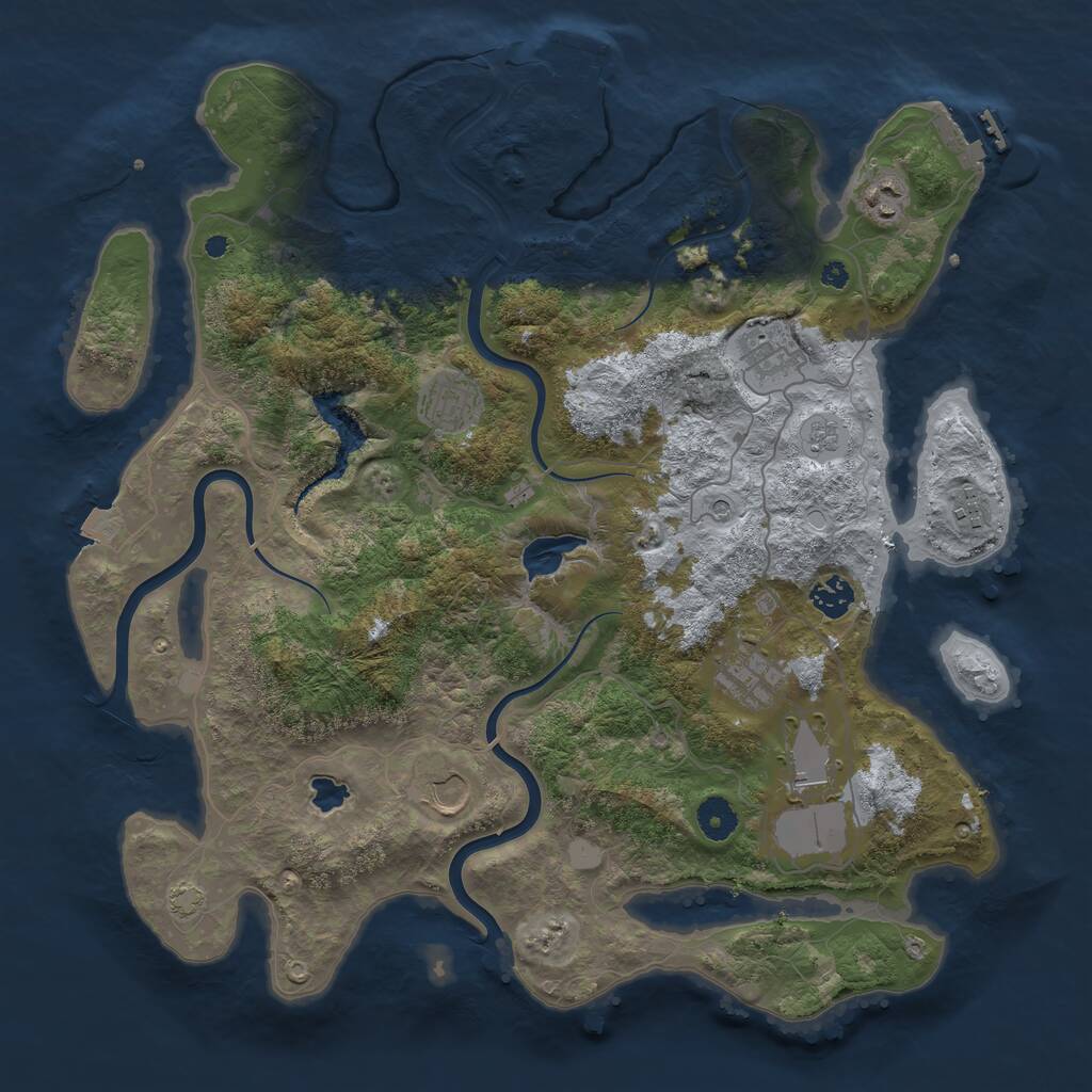 Rust Map: Procedural Map, Size: 4000, Seed: 1193828319, 14 Monuments