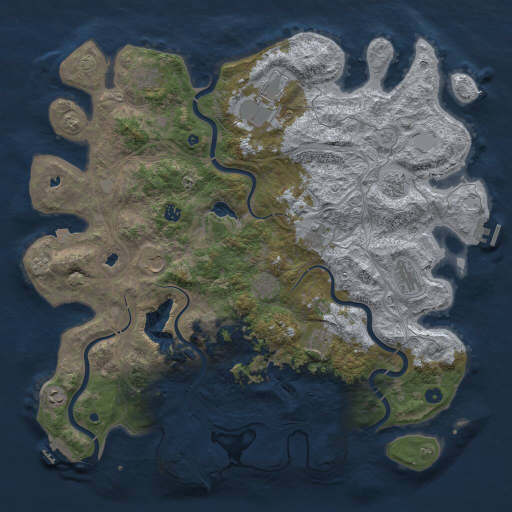 Rust Map: Procedural Map, Size: 4600, Seed: 668899, 17 Monuments
