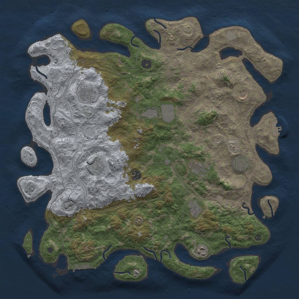 Rust Map: Procedural Map, Size: 4500, Seed: 7841249, 18 Monuments