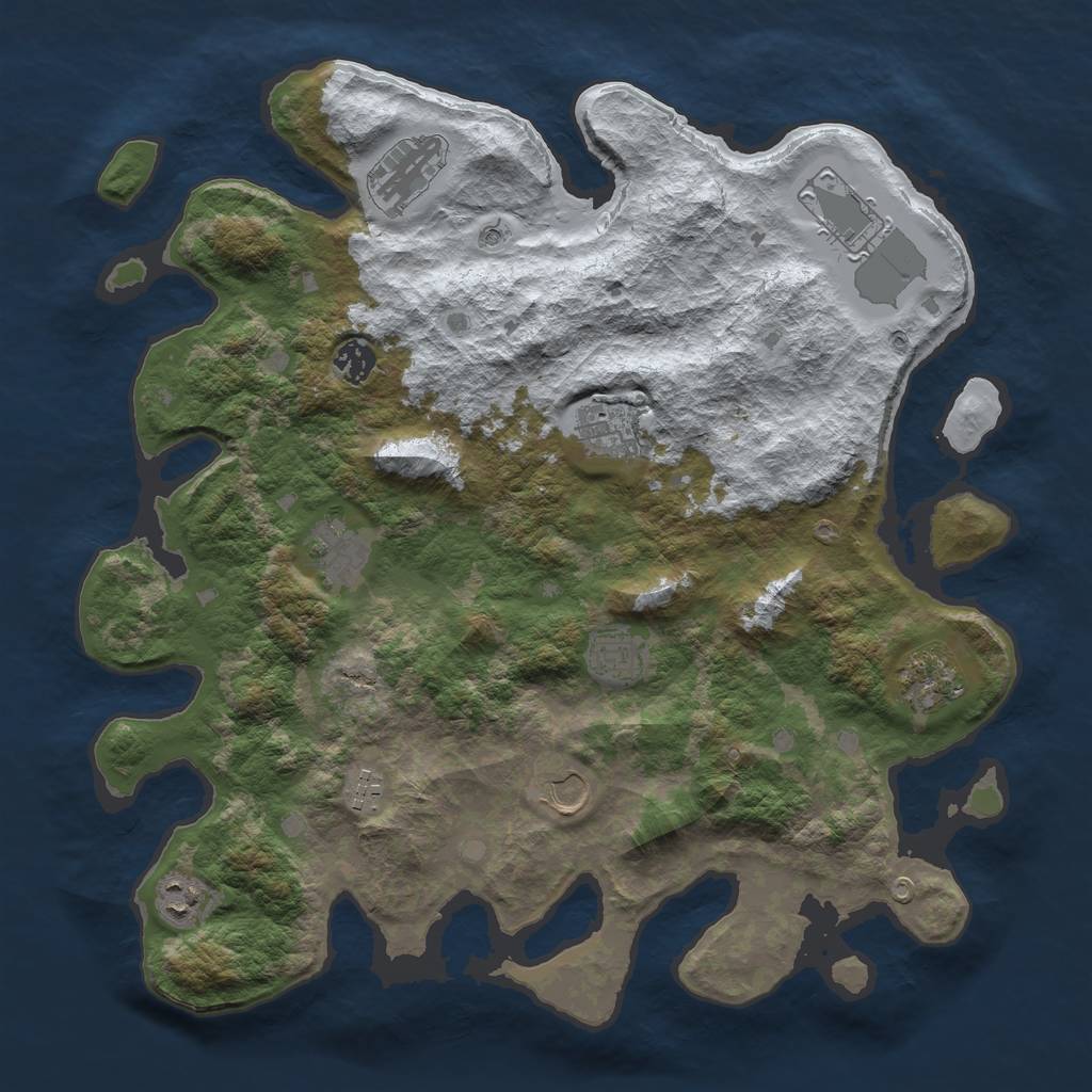 Rust Map: Barren, Size: 4000, Seed: 46123, 13 Monuments