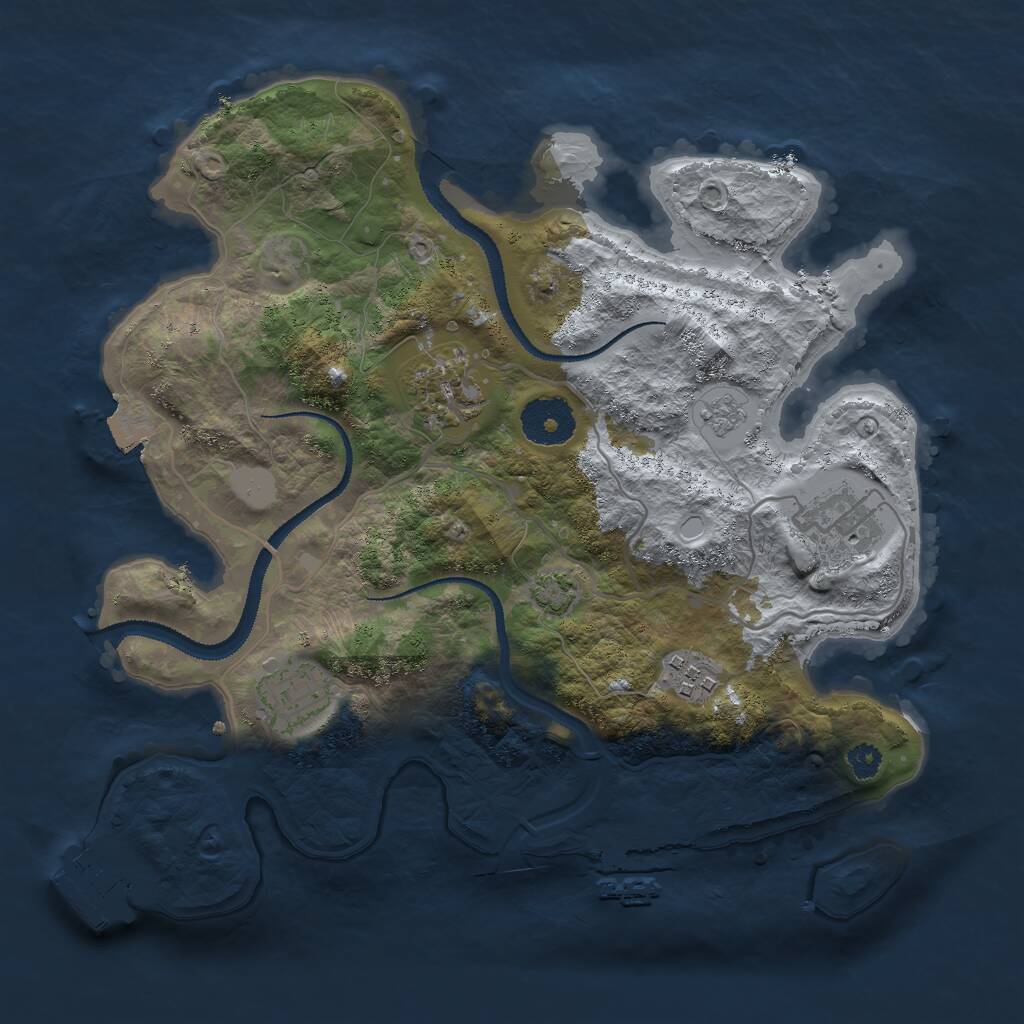 Rust Map: Procedural Map, Size: 3000, Seed: 1224153829, 9 Monuments