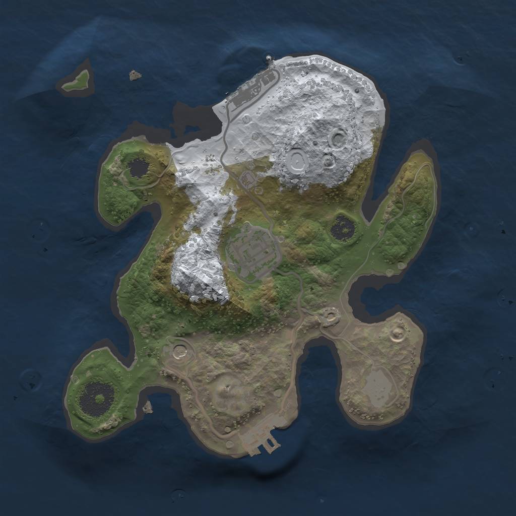 Rust Map: Procedural Map, Size: 2250, Seed: 1, 9 Monuments