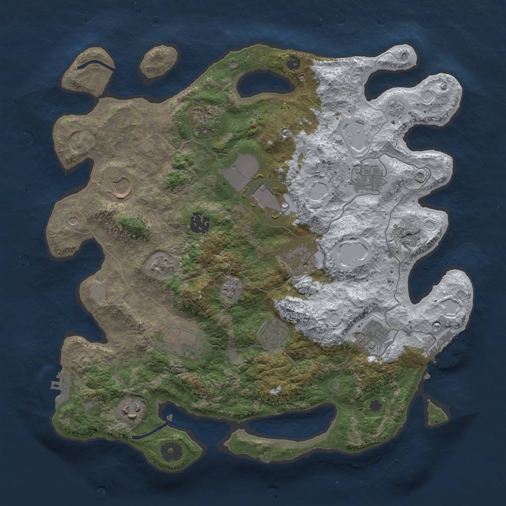 Rust Map: Procedural Map, Size: 3700, Seed: 127934485, 20 Monuments