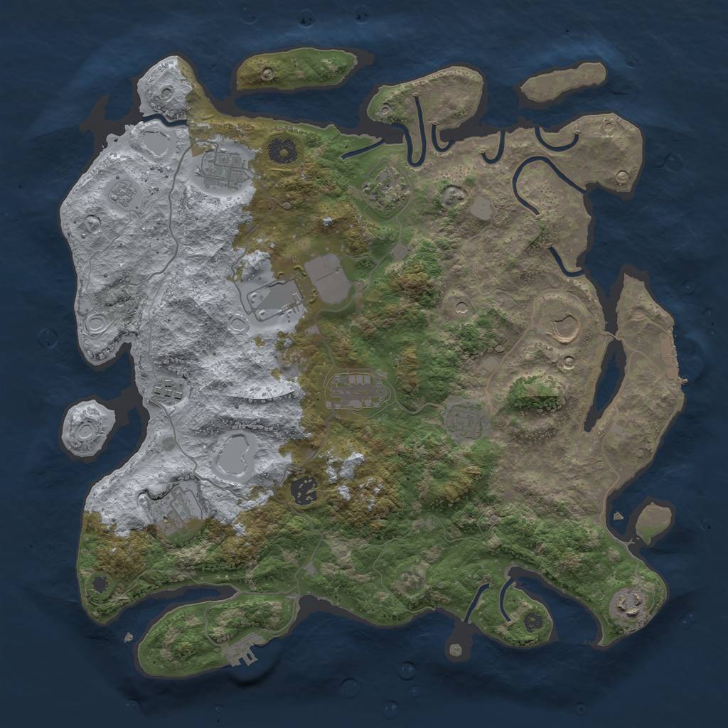 Rust Map: Procedural Map, Size: 3850, Seed: 1661885406, 17 Monuments