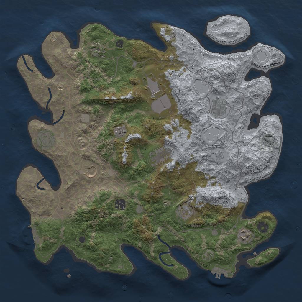 Rust Map: Procedural Map, Size: 4000, Seed: 1517454130, 17 Monuments