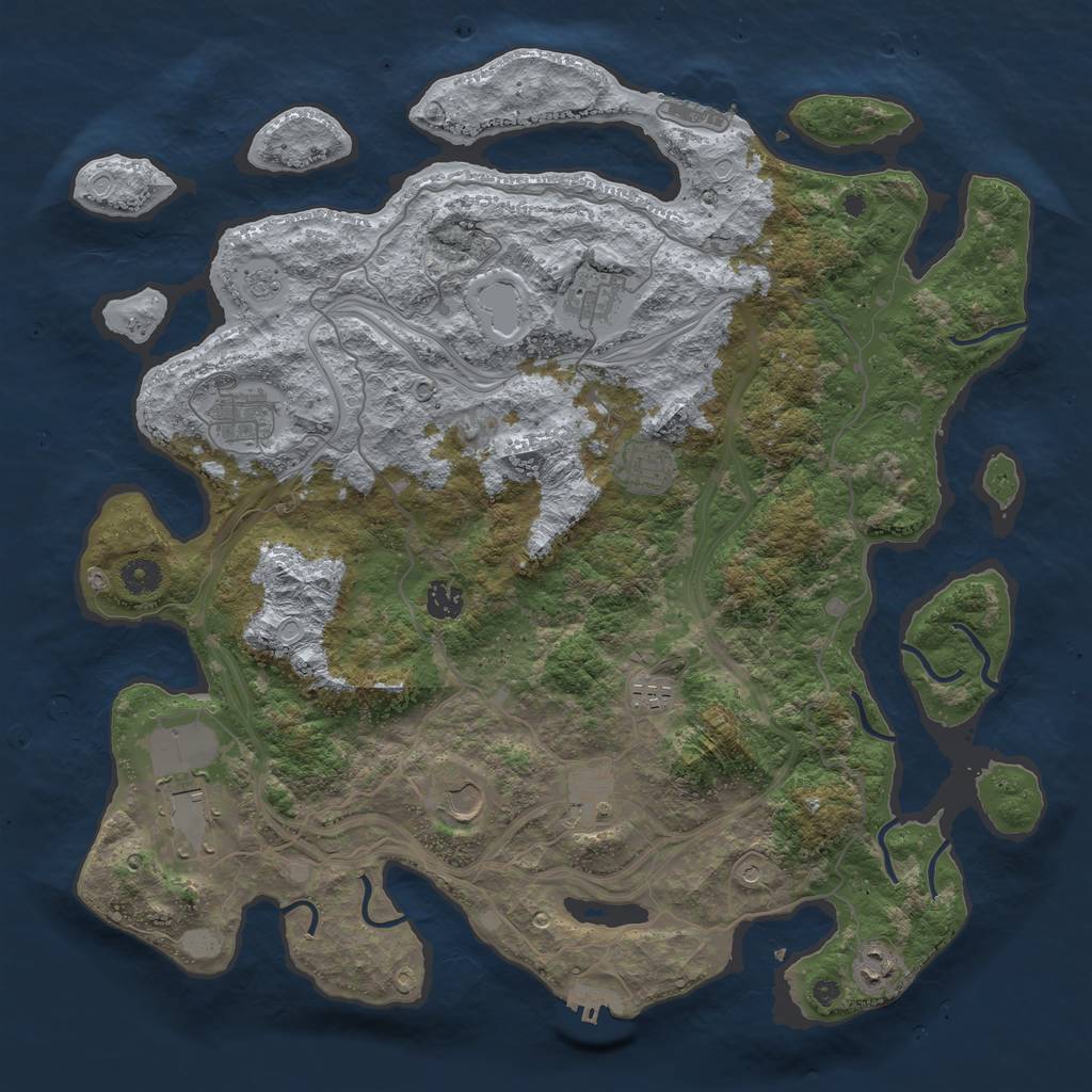 Rust Map: Procedural Map, Size: 4250, Seed: 9845393, 16 Monuments