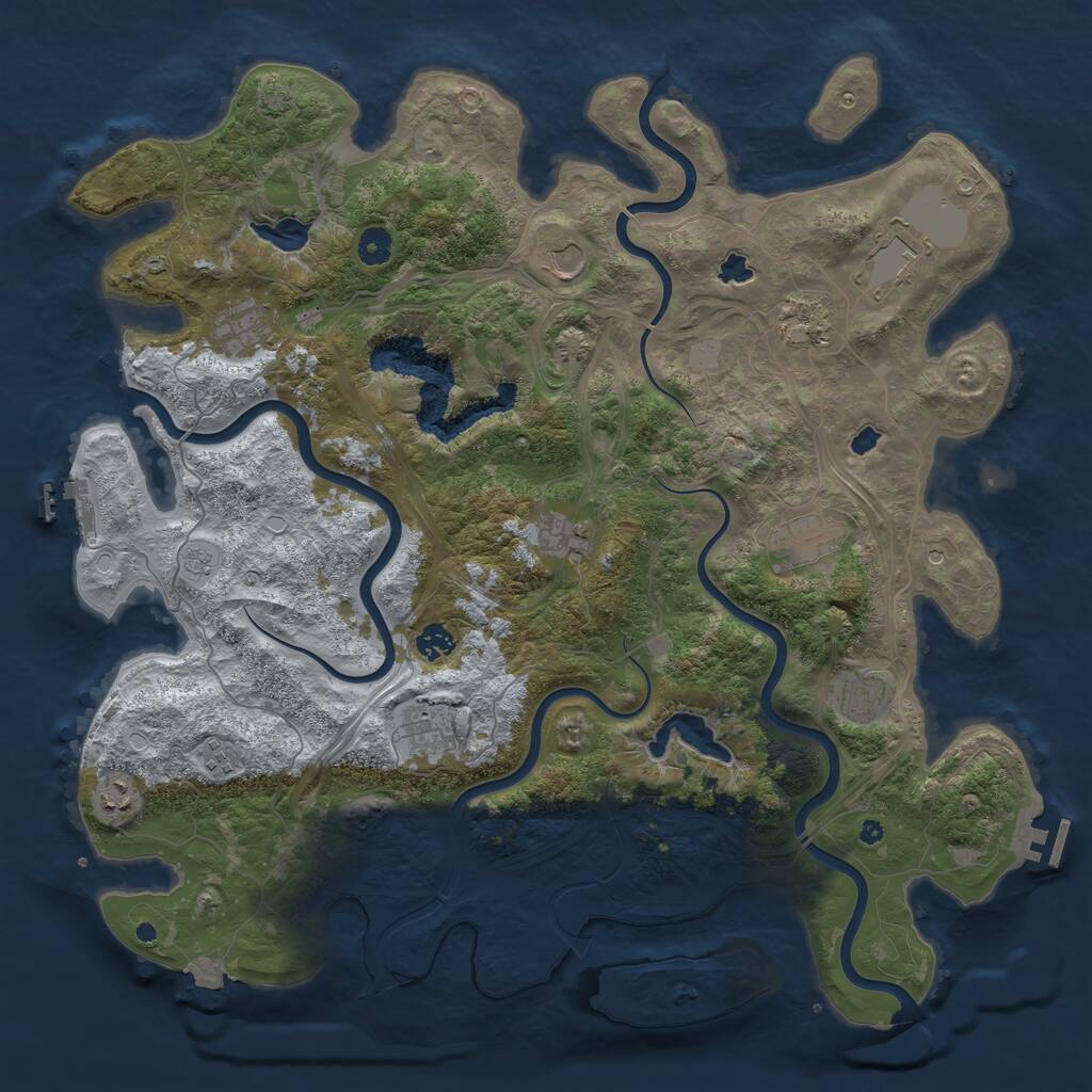 Rust Map: Procedural Map, Size: 4500, Seed: 2090081683, 17 Monuments
