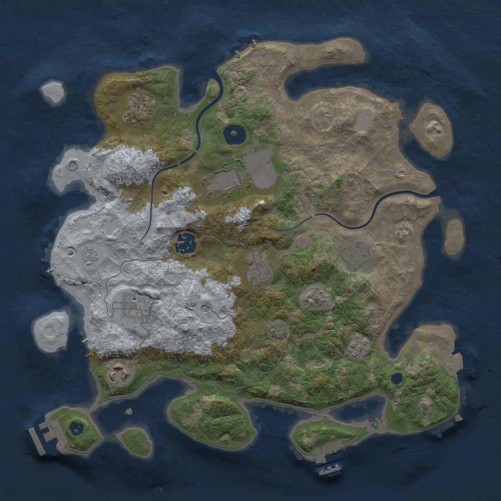 Rust Map: Procedural Map, Size: 3500, Seed: 1389748076, 14 Monuments