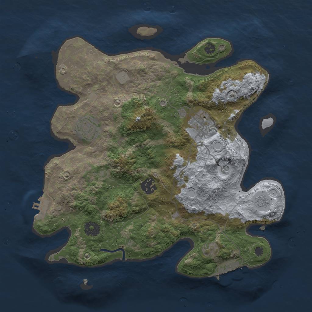 Rust Map: Procedural Map, Size: 3000, Seed: 25339, 10 Monuments