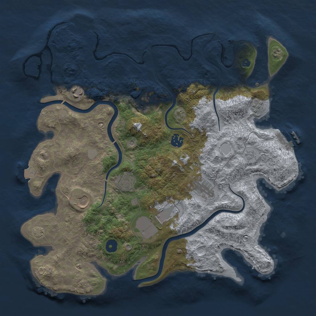Rust Map: Procedural Map, Size: 3750, Seed: 2452462, 14 Monuments