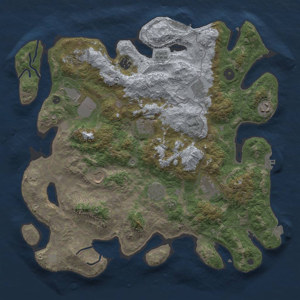 Rust Map: Procedural Map, Size: 4000, Seed: 1177981542, 18 Monuments