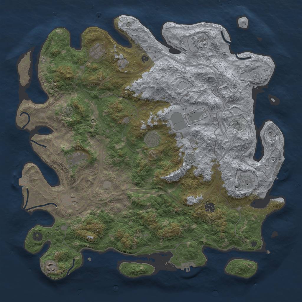 Rust Map: Procedural Map, Size: 4500, Seed: 203640043, 18 Monuments