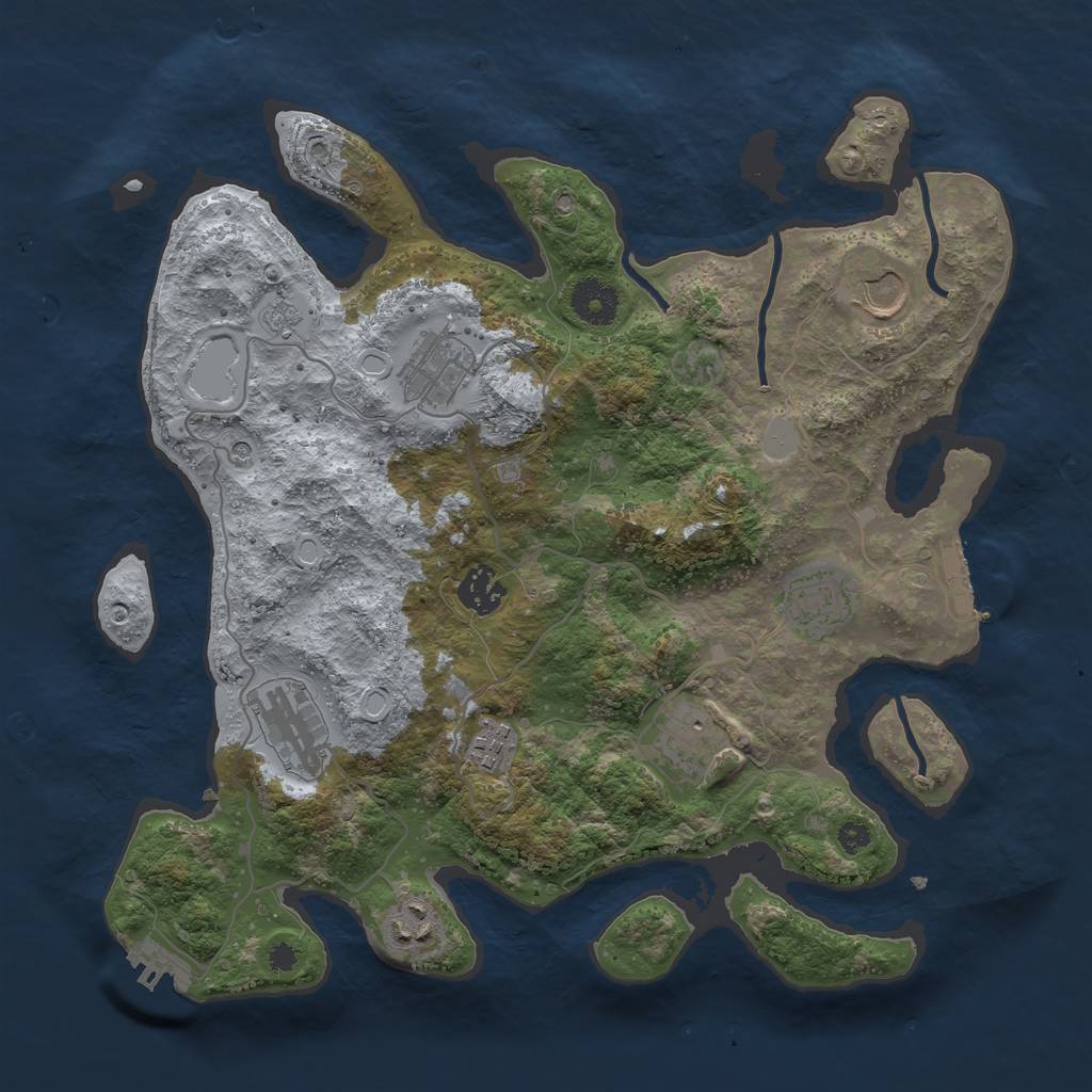 Rust Map: Procedural Map, Size: 3500, Seed: 1673470512, 15 Monuments