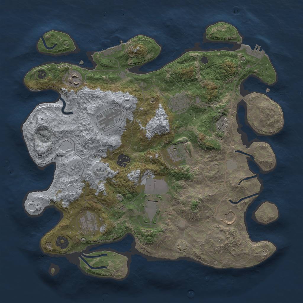 Rust Map: Procedural Map, Size: 3500, Seed: 624895087, 16 Monuments