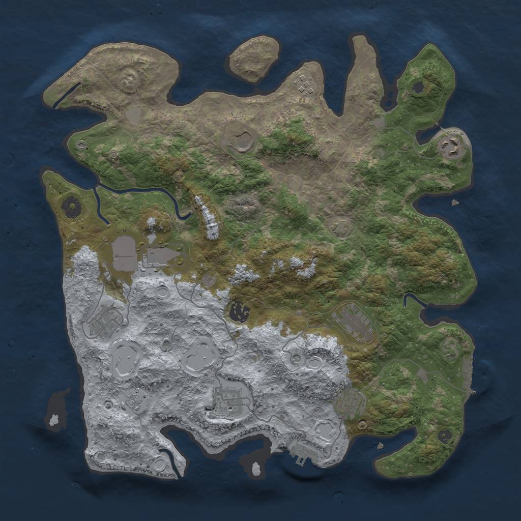 Rust Map: Procedural Map, Size: 3800, Seed: 267845, 17 Monuments