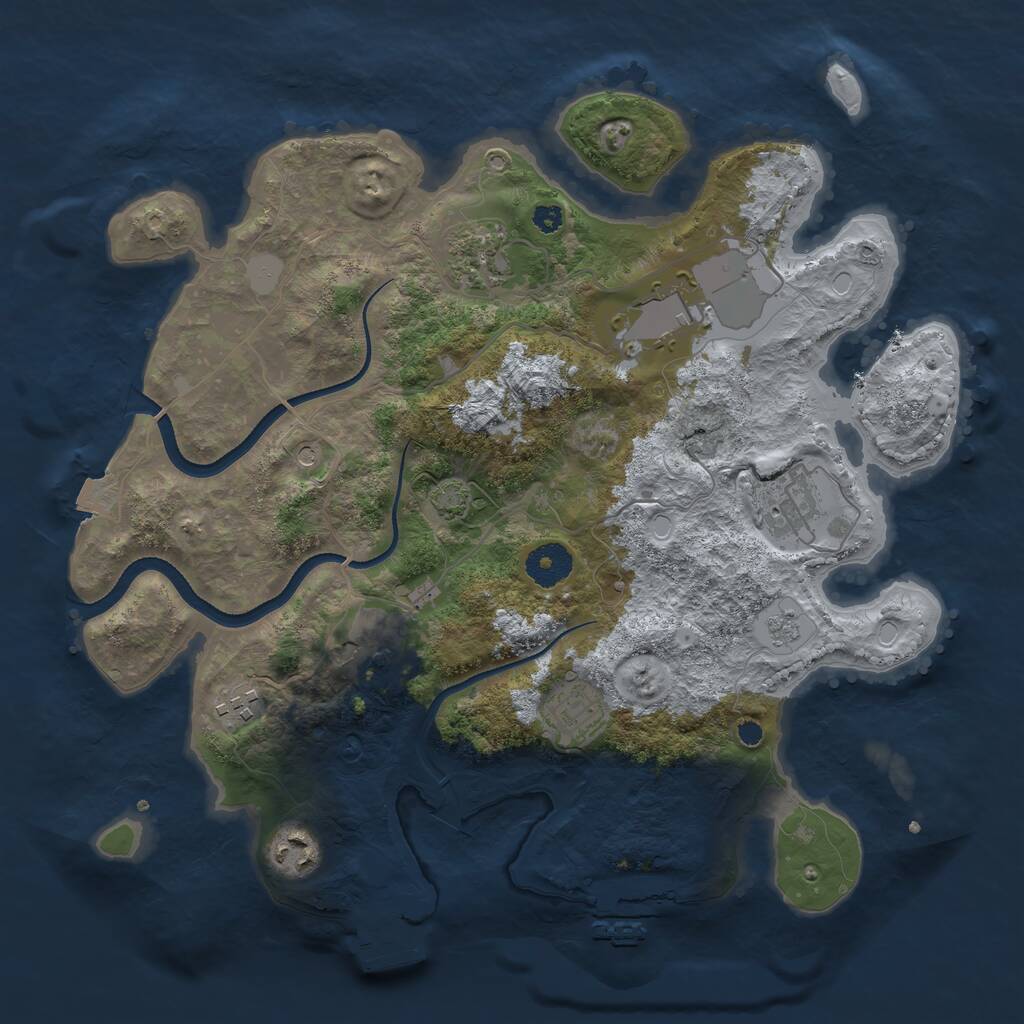 Rust Map: Procedural Map, Size: 3500, Seed: 81881, 13 Monuments