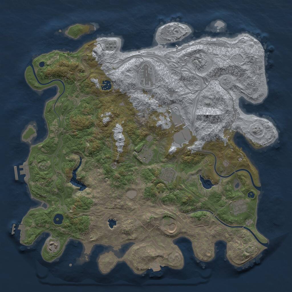 Rust Map: Procedural Map, Size: 4250, Seed: 2101952227, 16 Monuments