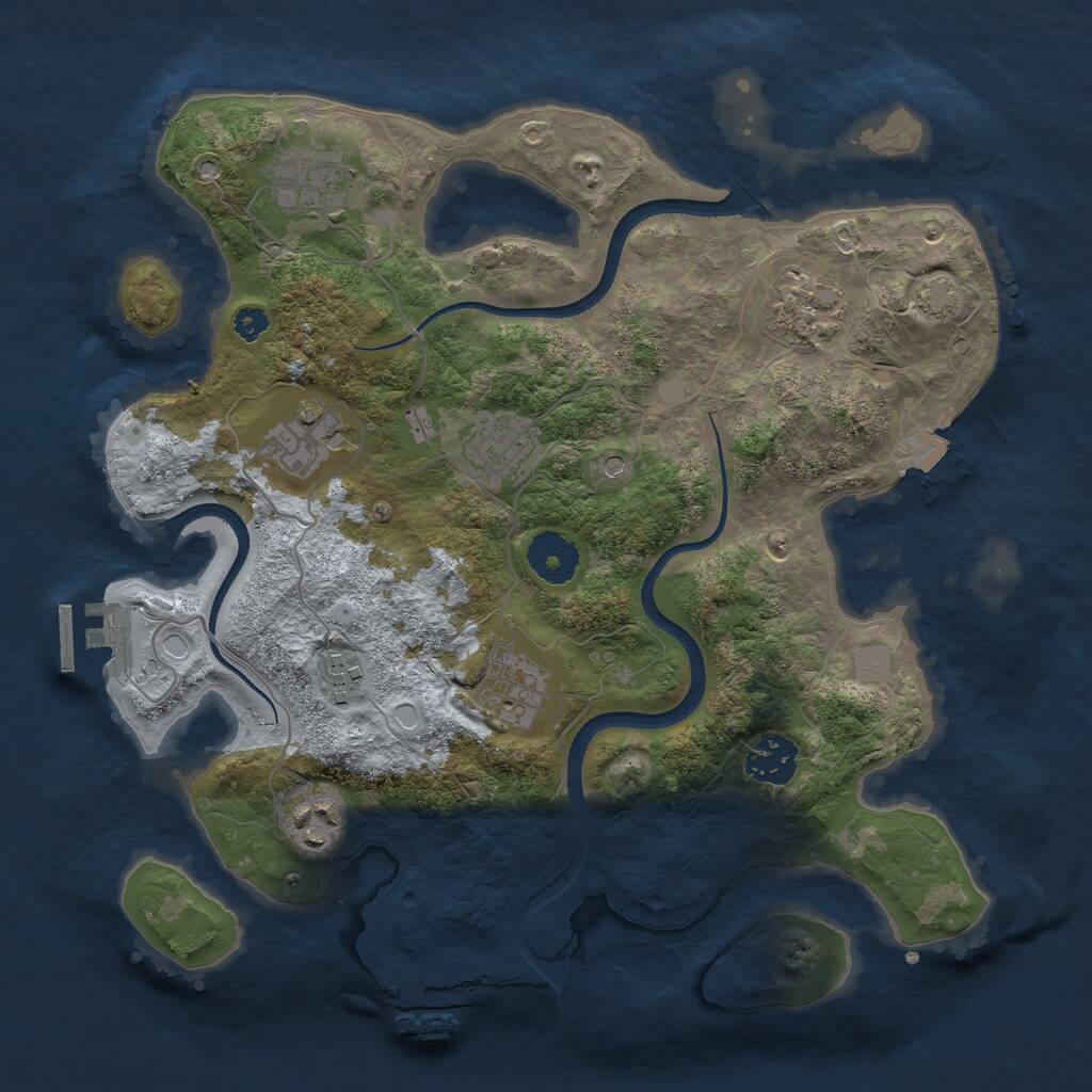 Rust Map: Procedural Map, Size: 3250, Seed: 1385870864, 13 Monuments