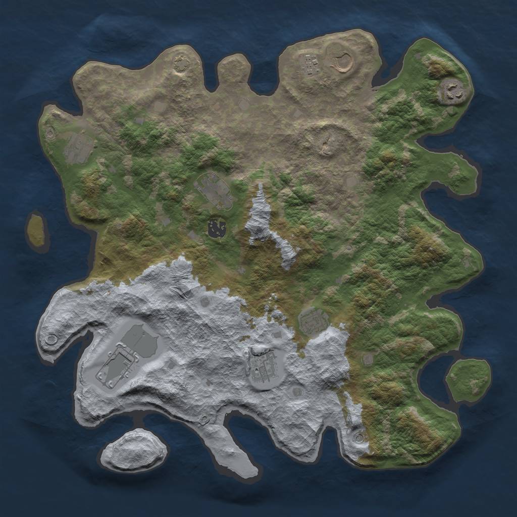 Rust Map: Barren, Size: 4000, Seed: 344634, 13 Monuments
