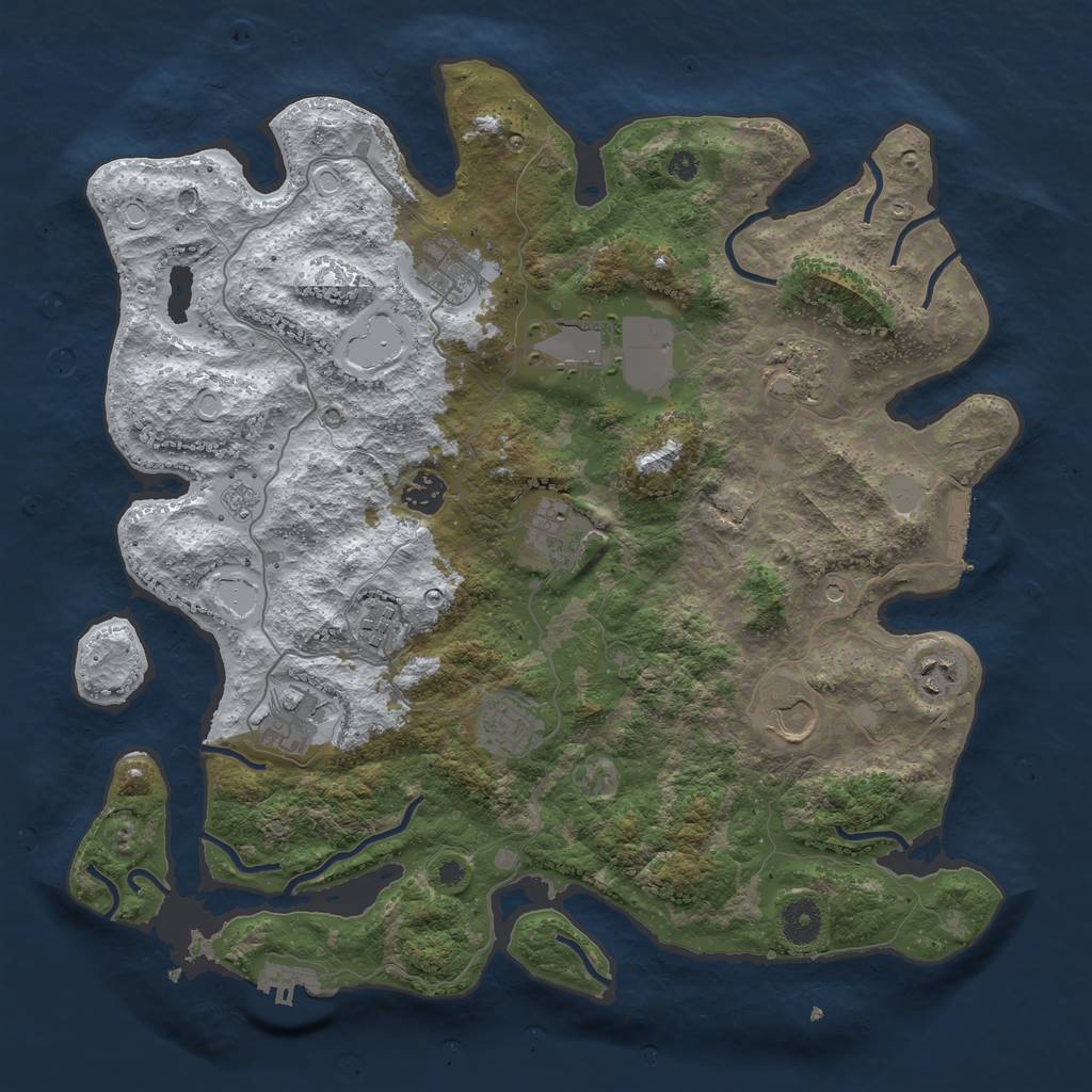 Rust Map: Procedural Map, Size: 3850, Seed: 1998281662, 19 Monuments
