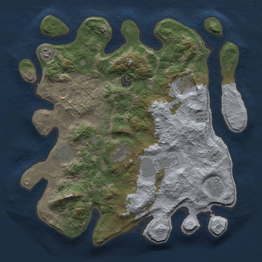 Rust Map: Barren, Size: 3700, Seed: 757, 12 Monuments