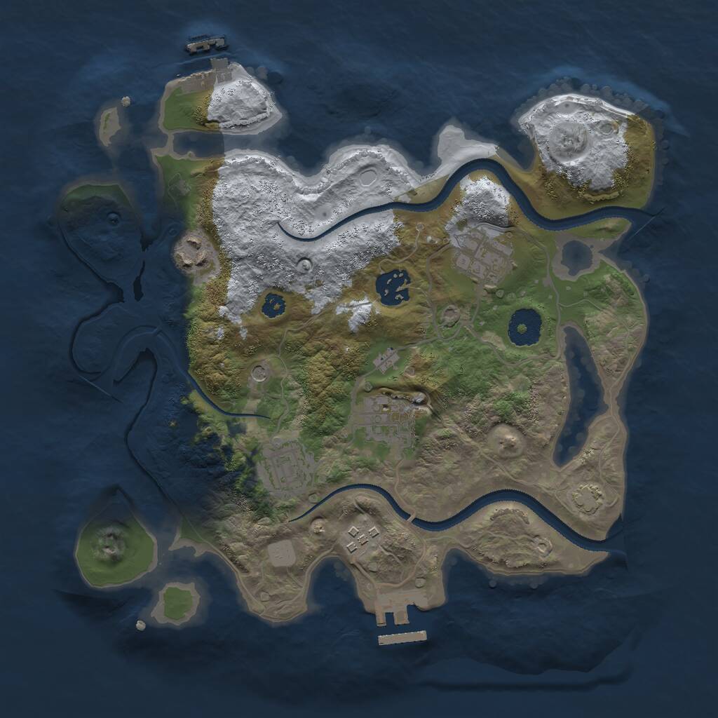 Rust Map: Procedural Map, Size: 3000, Seed: 905663231, 11 Monuments