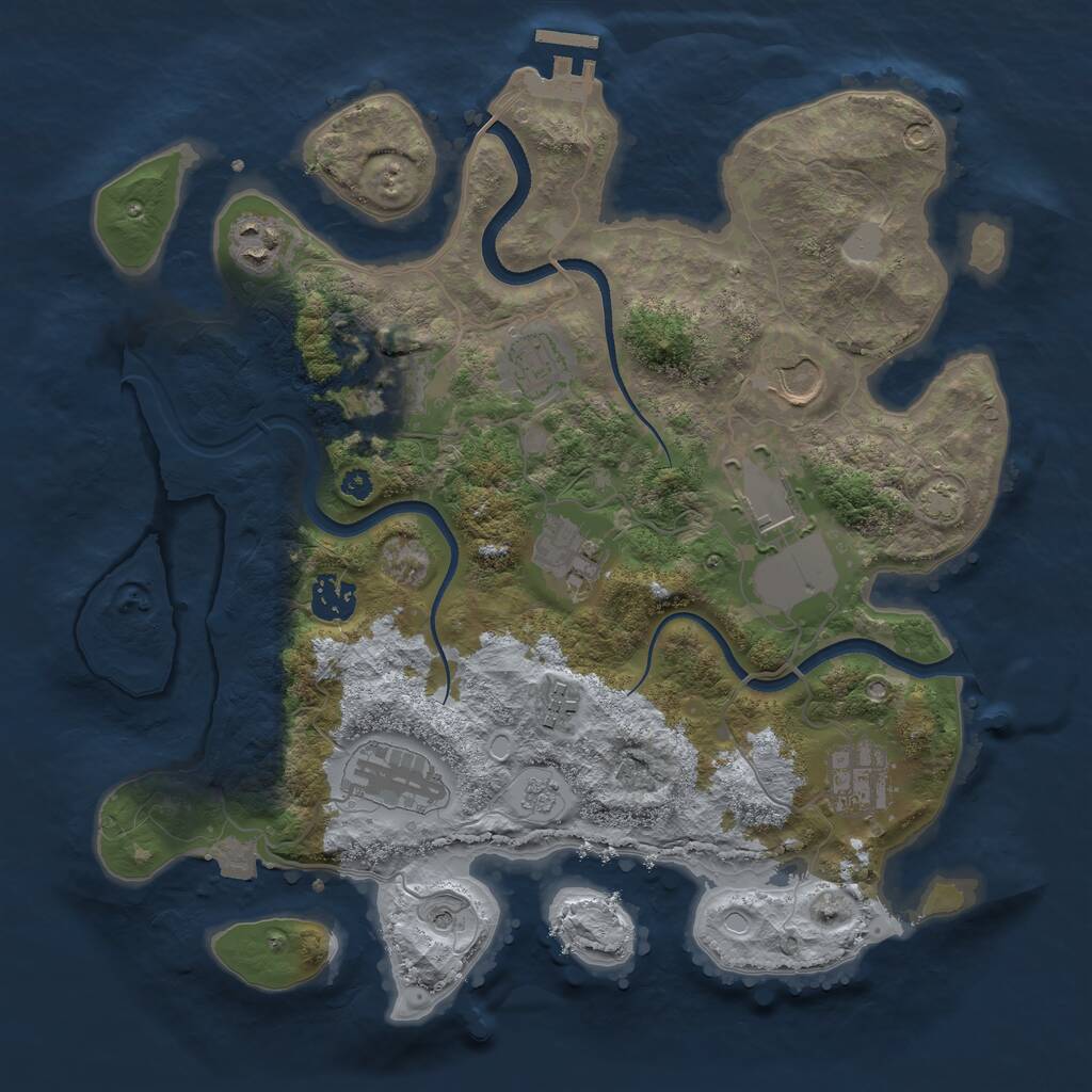 Rust Map: Procedural Map, Size: 3500, Seed: 15975355, 15 Monuments