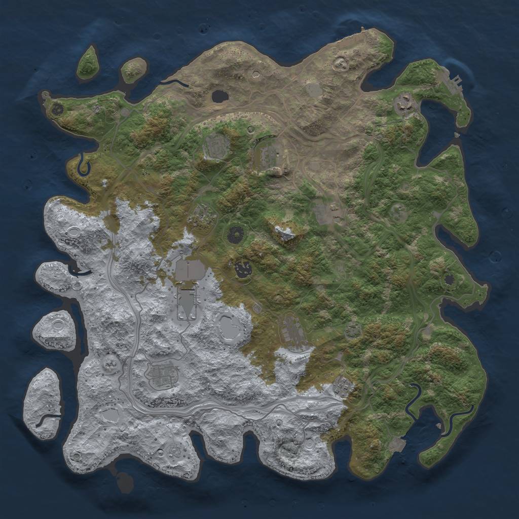 Rust Map: Procedural Map, Size: 4500, Seed: 21974, 18 Monuments