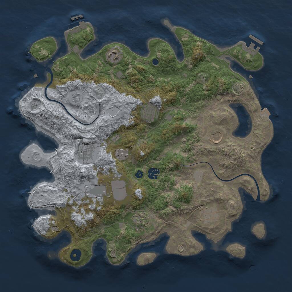 Rust Map: Procedural Map, Size: 3750, Seed: 1194460047, 15 Monuments