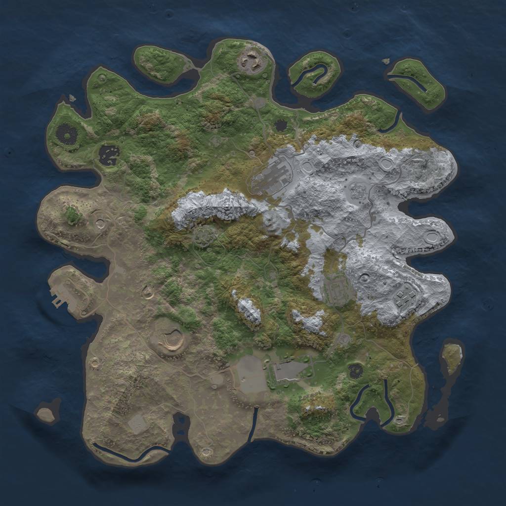 Rust Map: Procedural Map, Size: 3550, Seed: 181044, 14 Monuments