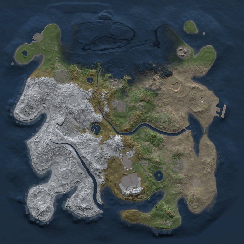 Rust Map: Procedural Map, Size: 3700, Seed: 1161157119, 16 Monuments