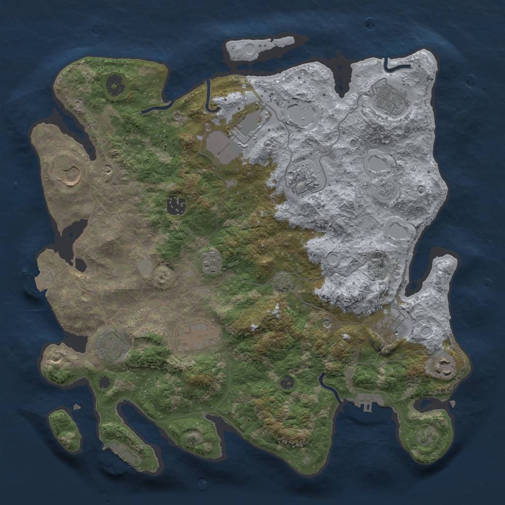 Rust Map: Procedural Map, Size: 3800, Seed: 1141986, 18 Monuments
