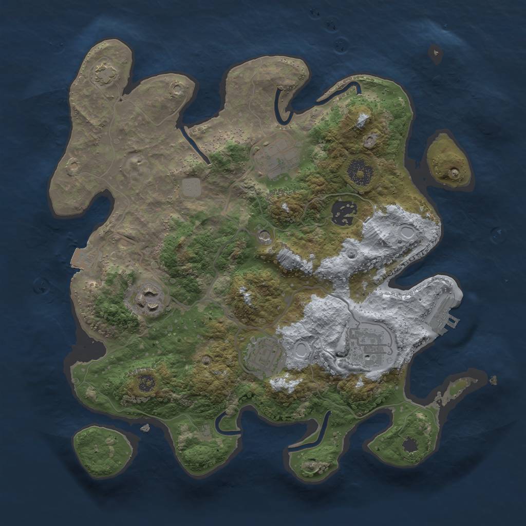 Rust Map: Procedural Map, Size: 3000, Seed: 731648462, 11 Monuments