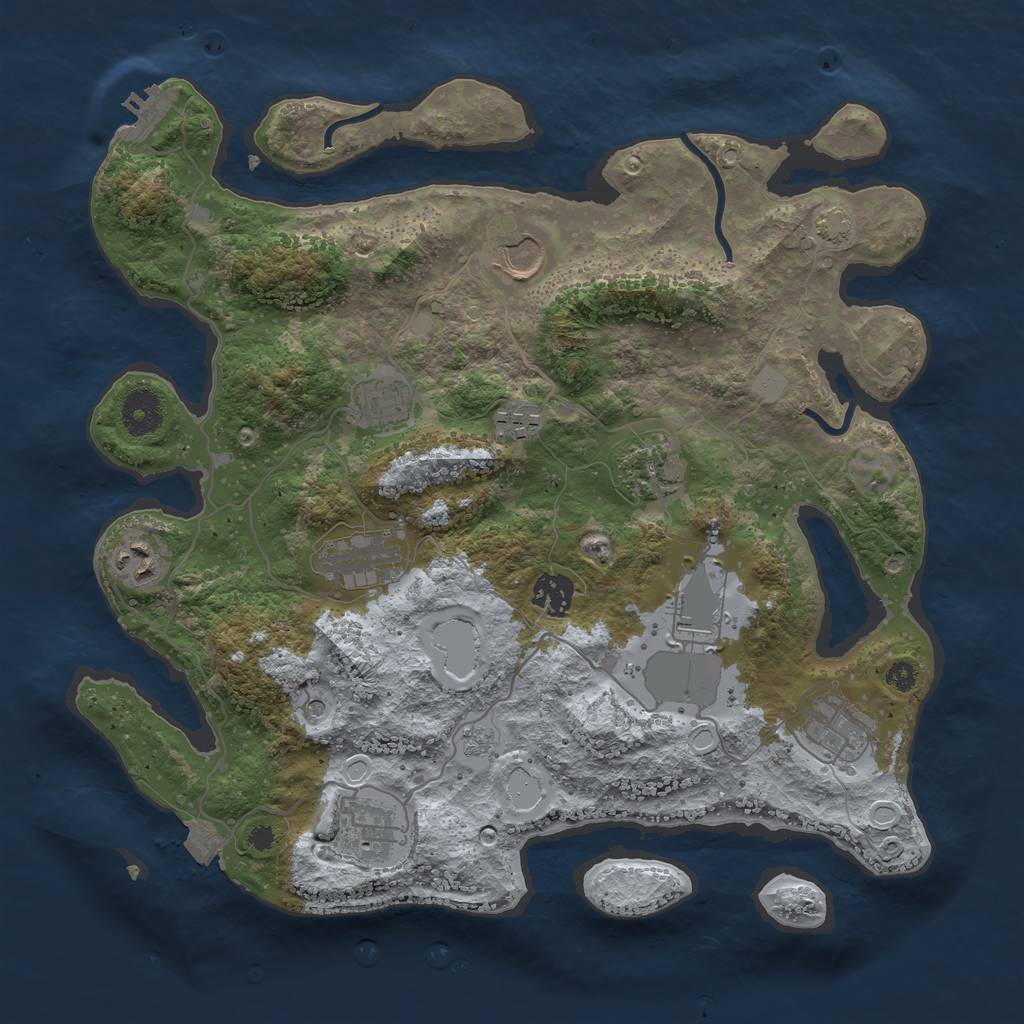 Rust Map: Procedural Map, Size: 3580, Seed: 668095, 17 Monuments