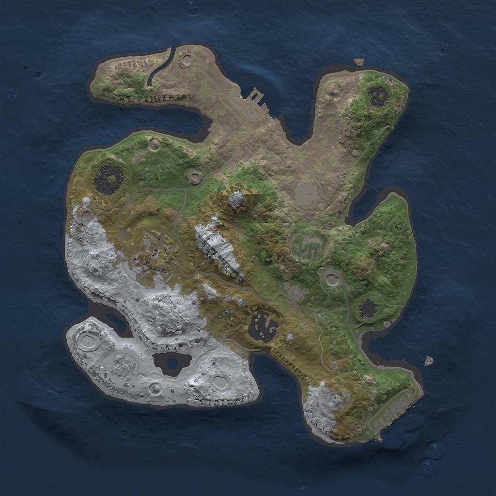 Rust Map: Procedural Map, Size: 2500, Seed: 1278121373, 9 Monuments