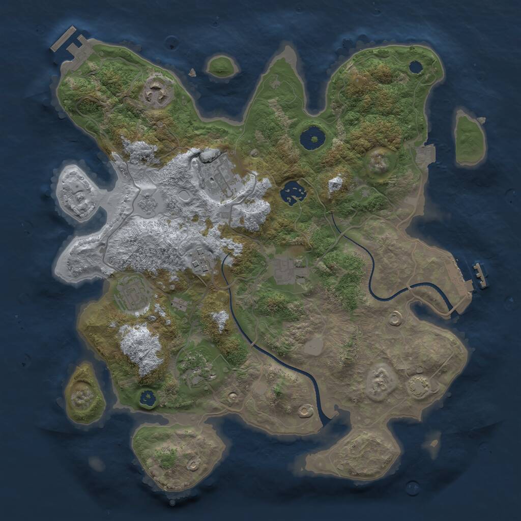 Rust Map: Procedural Map, Size: 3300, Seed: 117745, 12 Monuments