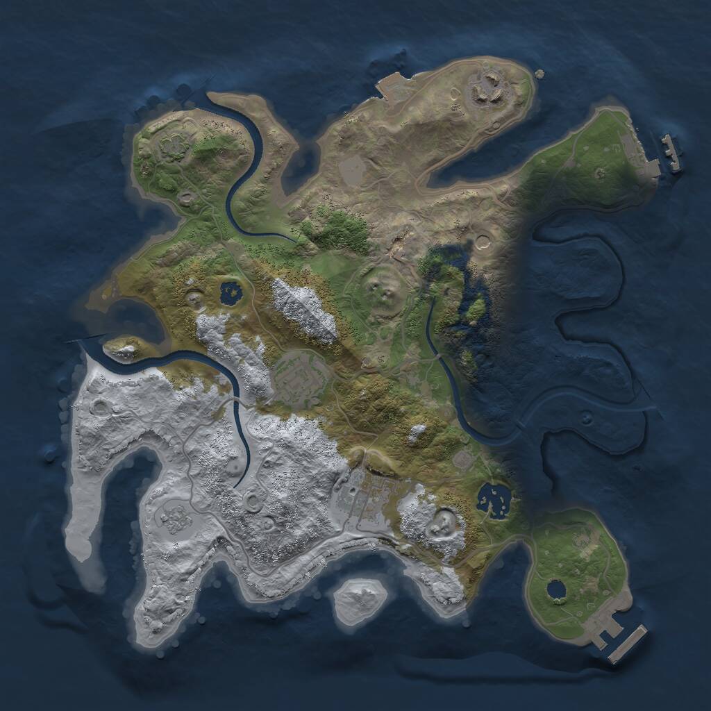 Rust Map: Procedural Map, Size: 3000, Seed: 1049866041, 10 Monuments