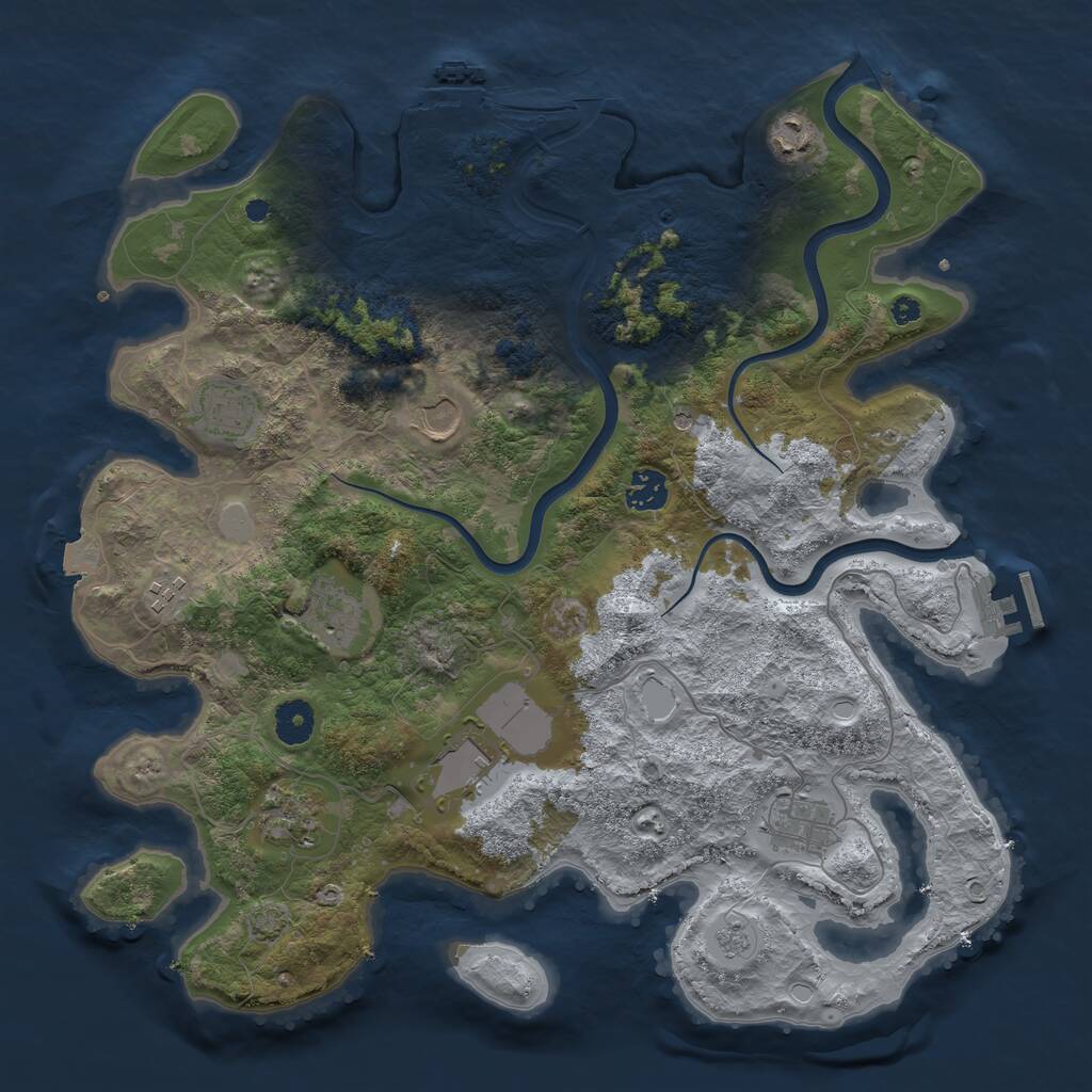 Rust Map: Procedural Map, Size: 3850, Seed: 1822077481, 15 Monuments
