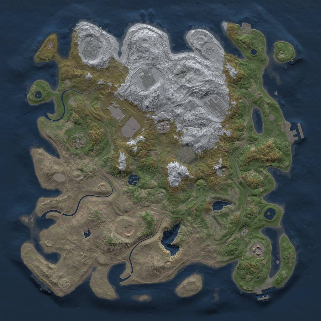 Rust Map: Procedural Map, Size: 4250, Seed: 1084405109, 16 Monuments