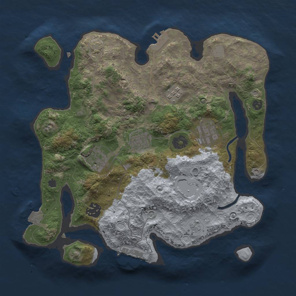 Rust Map: Procedural Map, Size: 3000, Seed: 434476, 13 Monuments