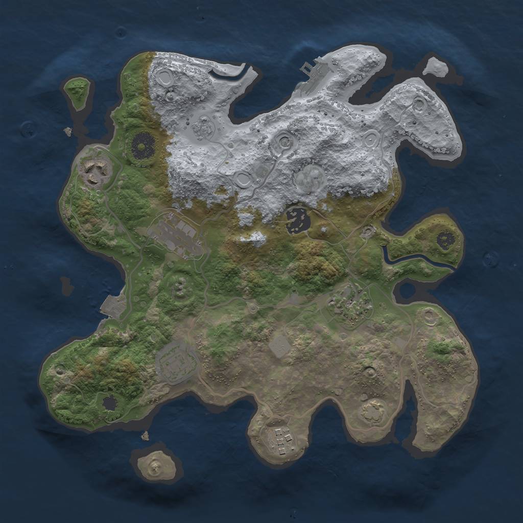 Rust Map: Procedural Map, Size: 3000, Seed: 776916524, 13 Monuments