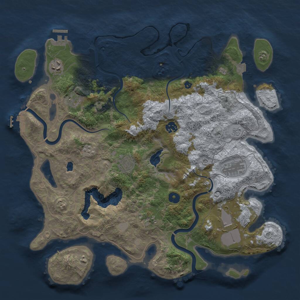 Rust Map: Procedural Map, Size: 4000, Seed: 62222, 14 Monuments