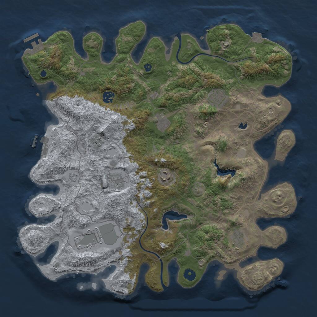 Rust Map: Procedural Map, Size: 4000, Seed: 603063480, 14 Monuments