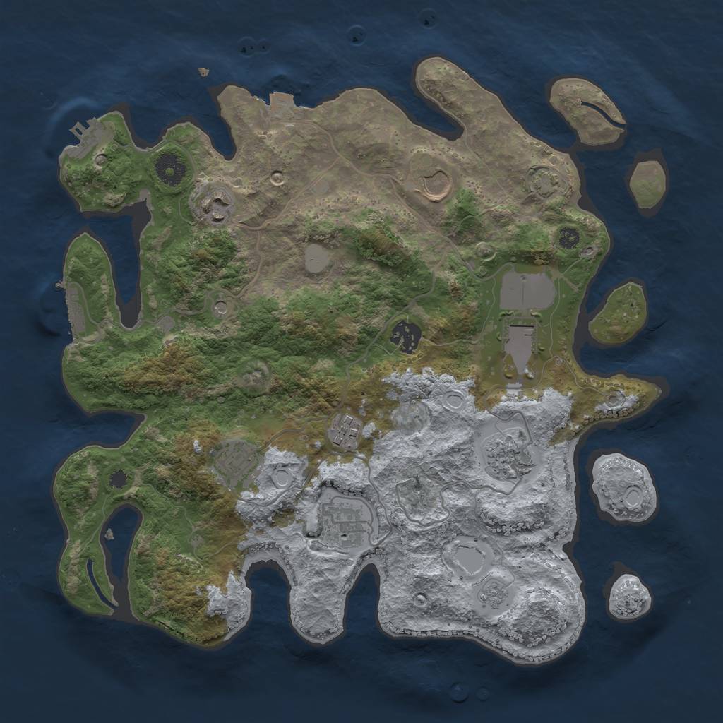 Rust Map: Procedural Map, Size: 3500, Seed: 280, 16 Monuments