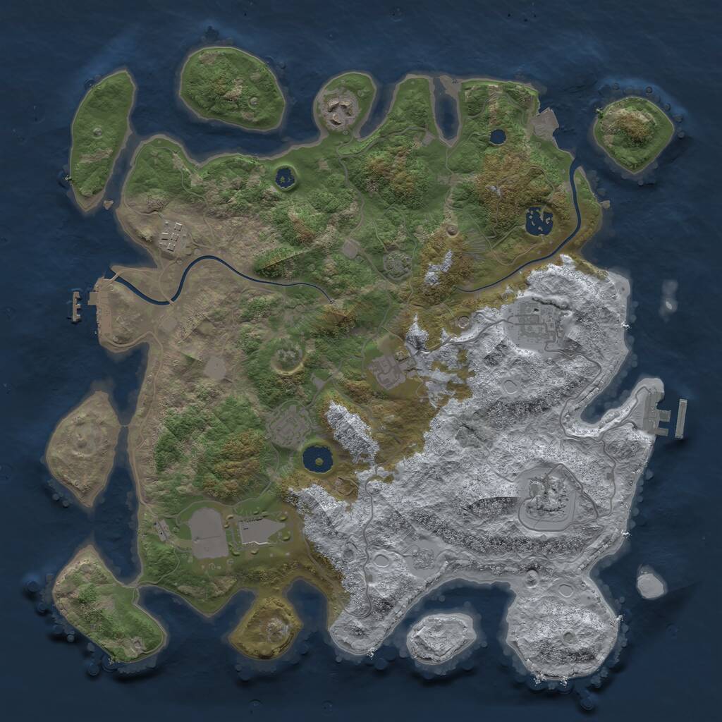 Rust Map: Procedural Map, Size: 3750, Seed: 1318972795, 14 Monuments