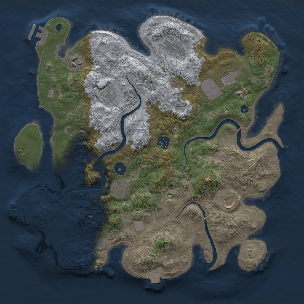 Rust Map: Procedural Map, Size: 3700, Seed: 919382479, 14 Monuments
