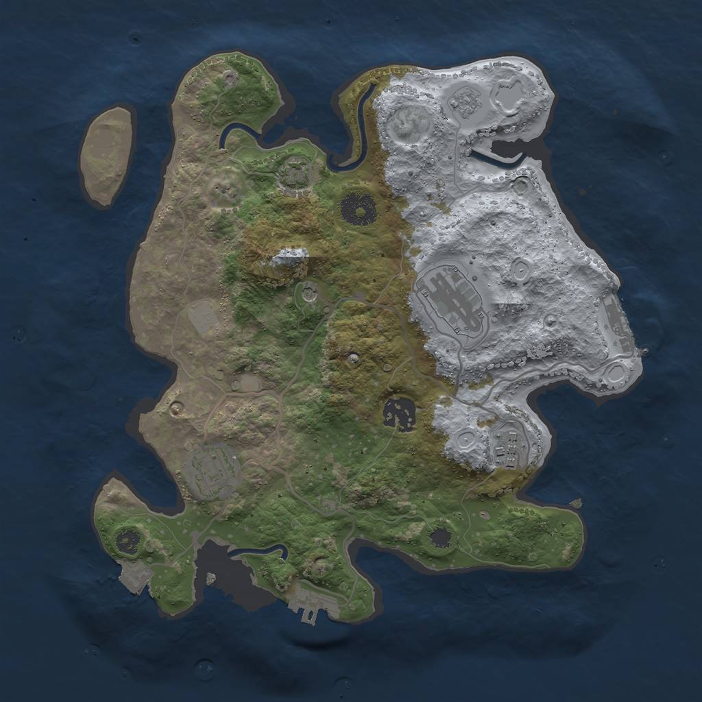 Rust Map: Procedural Map, Size: 3000, Seed: 489833330, 12 Monuments