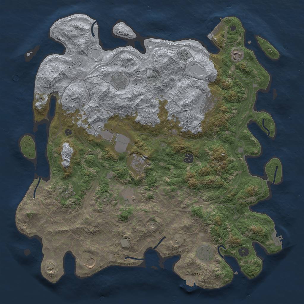 Rust Map: Procedural Map, Size: 4500, Seed: 597569420, 19 Monuments